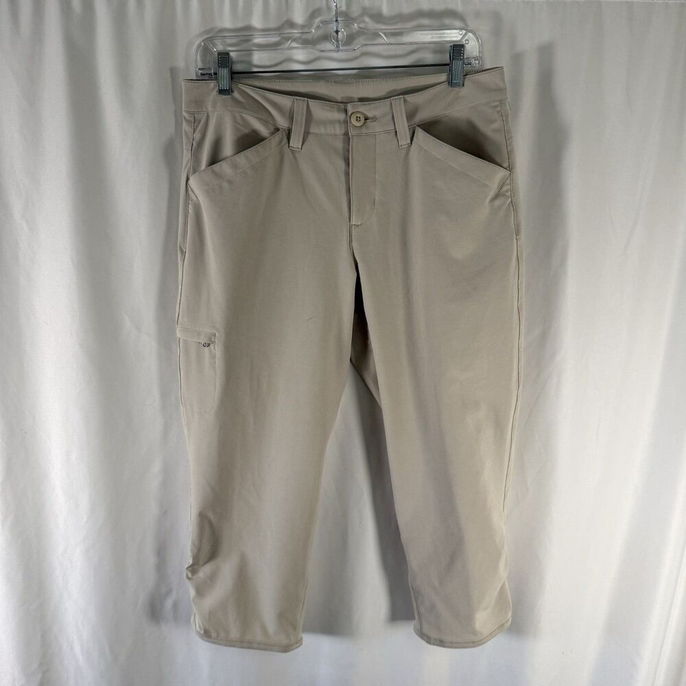 Eddie Bauer Cargo Hiking Pants Women's 6 Tan Capri Cropped Pockets